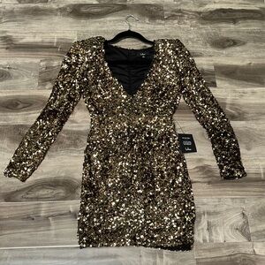 Lulu’s Gold/Bronze Sequins Mini Dress